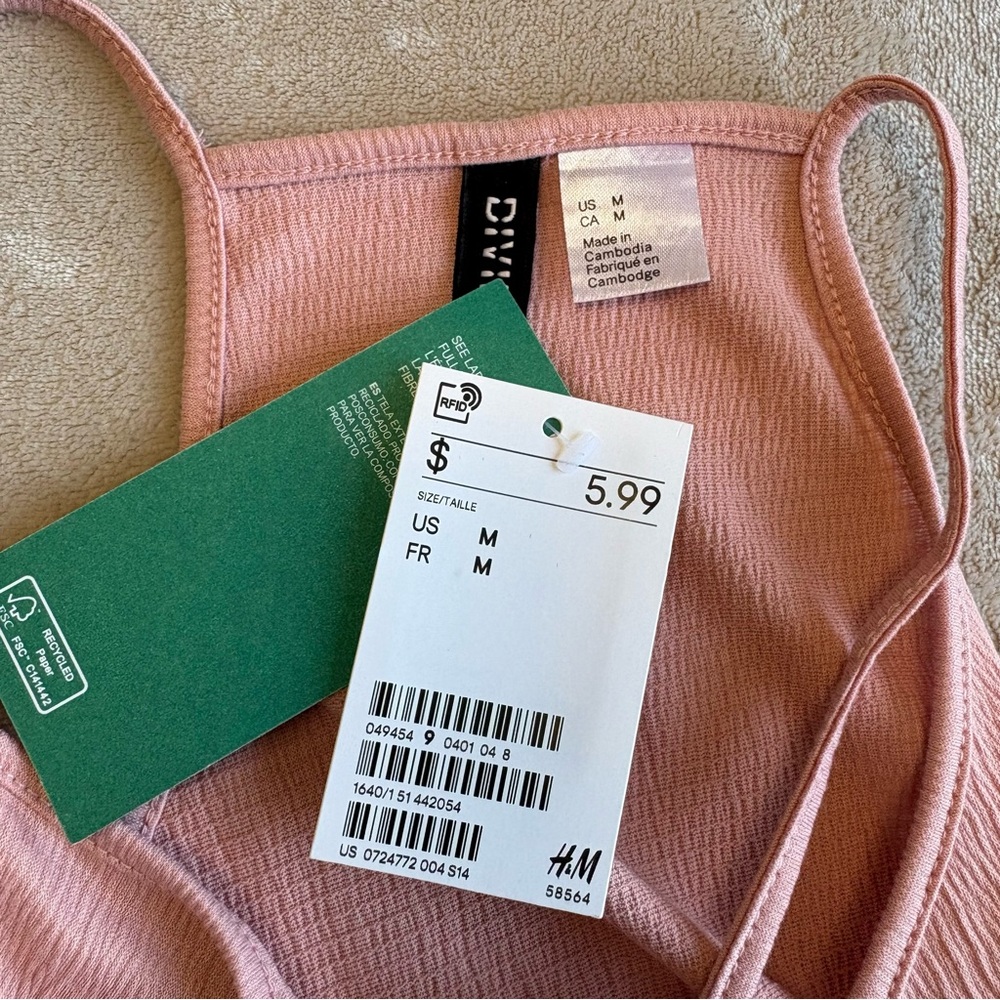 H&M Light Pink Ribbed Crop Top - Picture 2 of 6